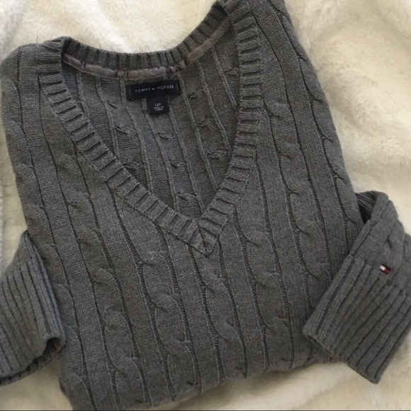 Tommy Hilfiger V-Neck Pullover Sweater {Gray} - Picture 4 of 8